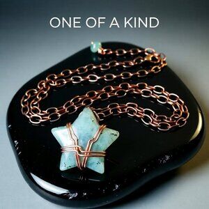 Chunky Green Labradorite Star! Unique Statement Necklace - Reiki + Meditations